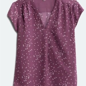 Red Relaxed Blouse with Crew Neckline
